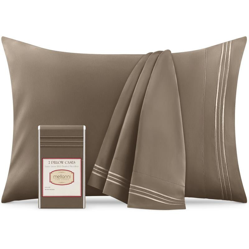 Mellanni Pillowcases, Set of 2, Iconic Collection Microfiber Pillow Covers - Hotel Luxury, Extra Soft, Cooling - Wrinkle, Fade, Stain Resistant