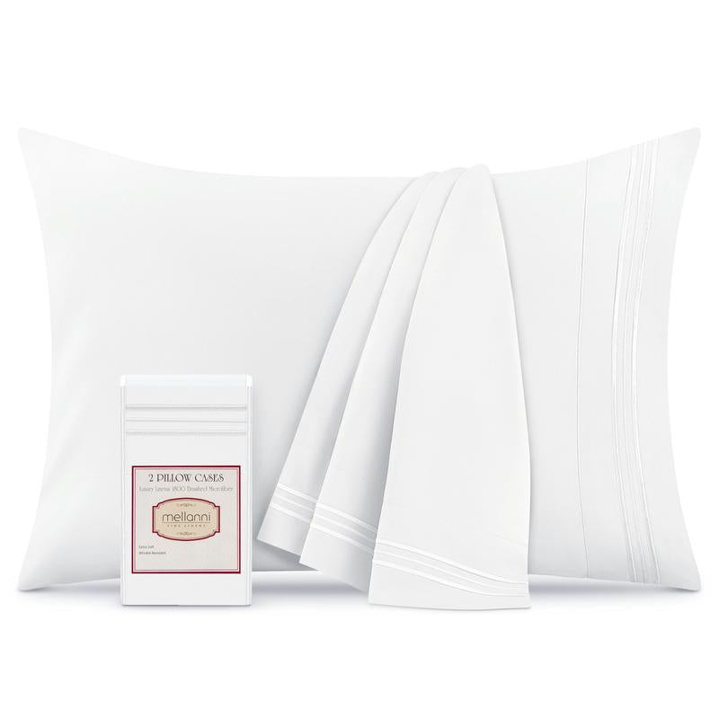 Mellanni Pillowcases, Set of 2, Iconic Collection Microfiber Pillow Covers - Hotel Luxury, Extra Soft, Cooling - Wrinkle, Fade, Stain Resistant