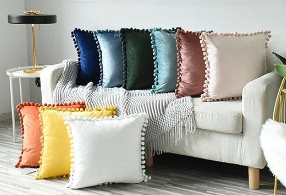 Ins Style Velvet Sofa Ball Pillowcase Cushion Rectangle