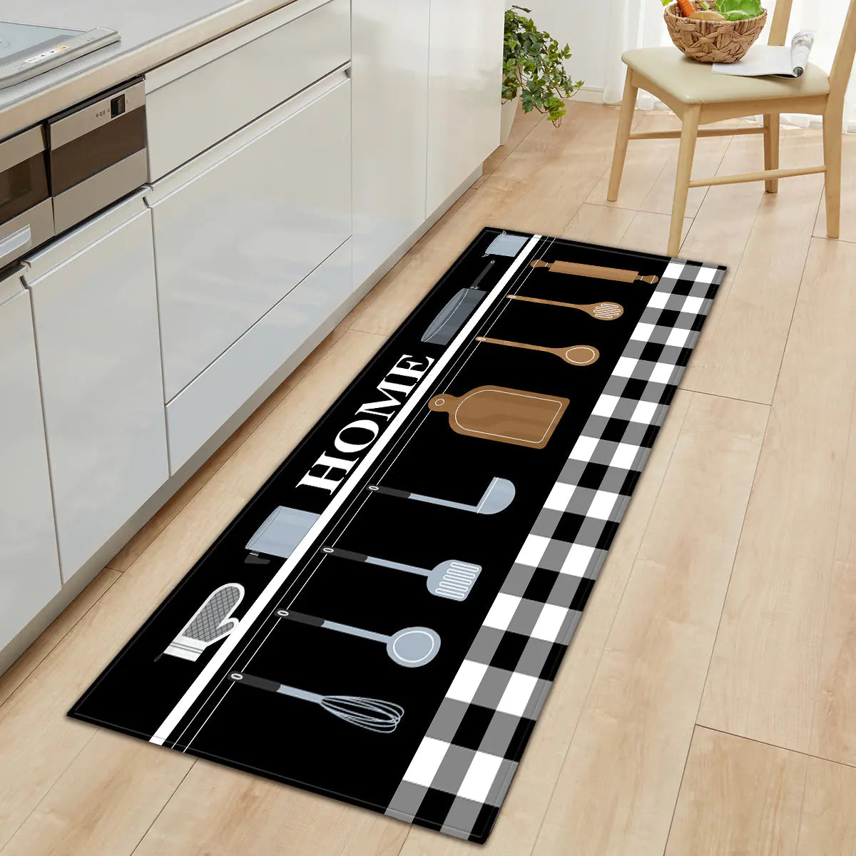 Geometric Kitchen Utensil and Spice Runner Mat