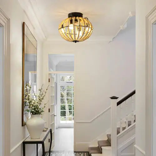 Beaded Fan Lamp Wooden Beaded Chandelier Oak White Unavailable Platforms- Temu