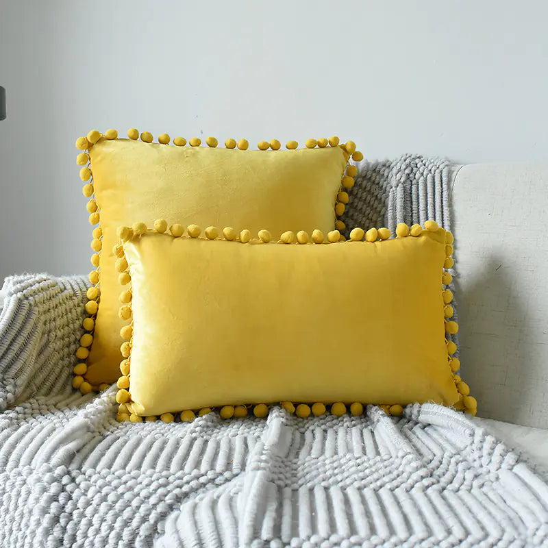 Ins Style Velvet Sofa Ball Pillowcase Cushion Rectangle