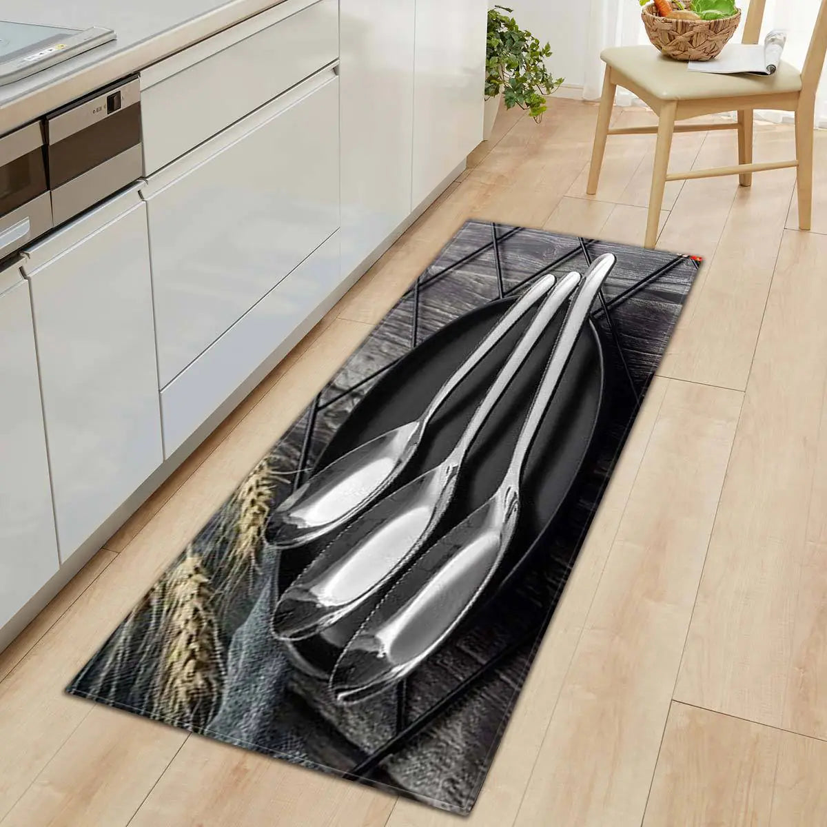 Geometric Kitchen Utensil and Spice Runner Mat