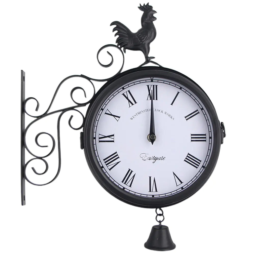 Outdoor Iron Garden Clock - Creative Double-Sided Design