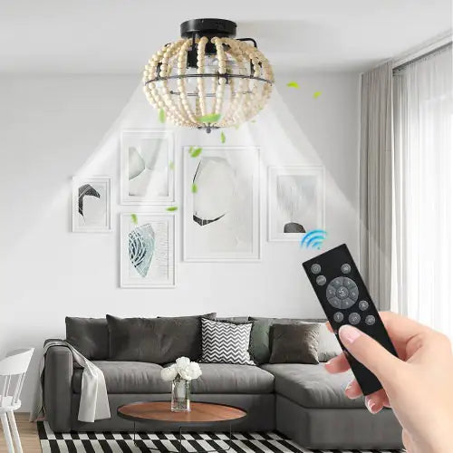 Beaded Fan Lamp Wooden Beaded Chandelier Oak White Unavailable Platforms- Temu