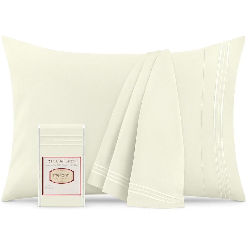 Mellanni Pillowcases, Set of 2, Iconic Collection Microfiber Pillow Covers - Hotel Luxury, Extra Soft, Cooling - Wrinkle, Fade, Stain Resistant