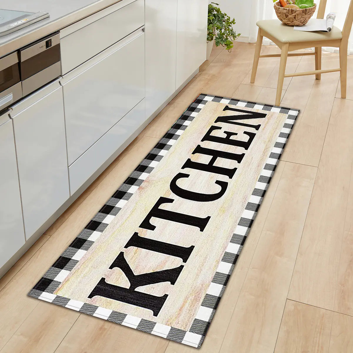 Geometric Kitchen Utensil and Spice Runner Mat