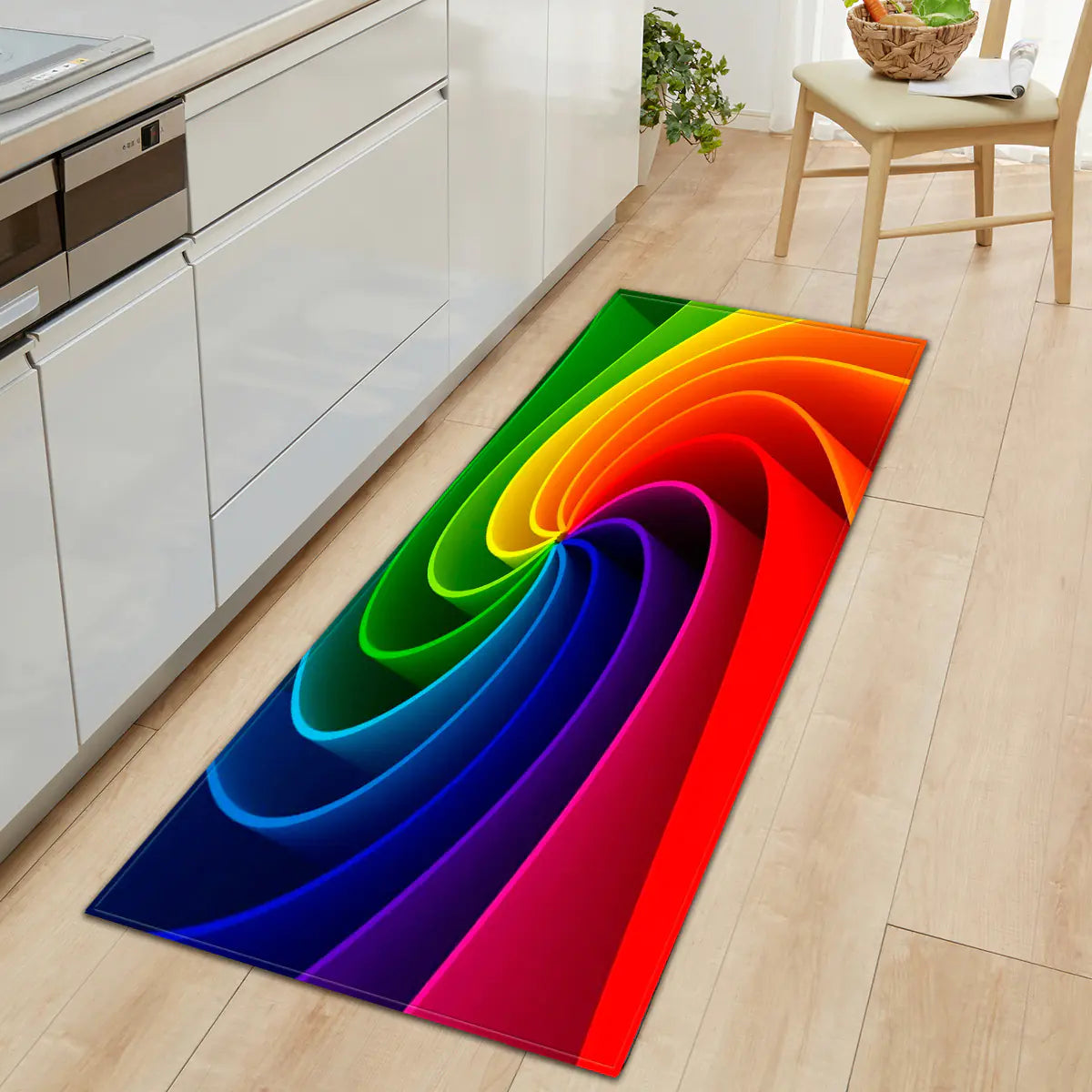 Geometric Kitchen Utensil and Spice Runner Mat