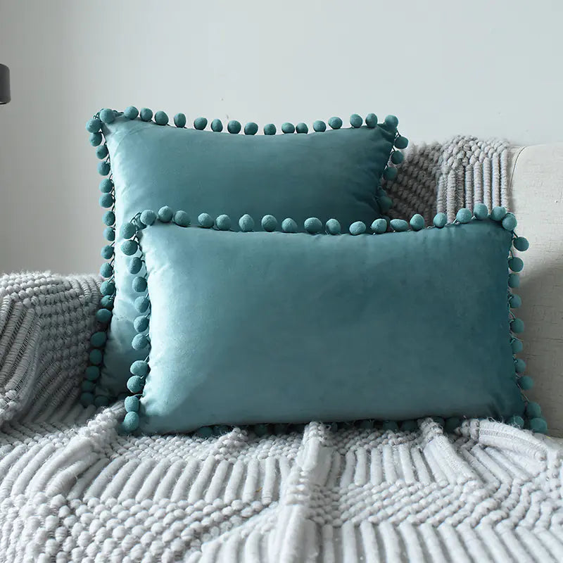 Ins Style Velvet Sofa Ball Pillowcase Cushion Rectangle