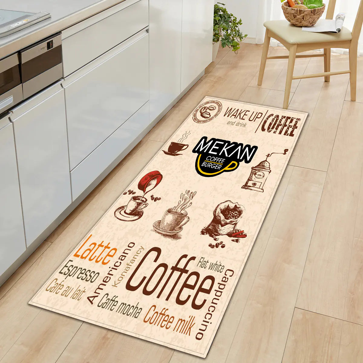 Geometric Kitchen Utensil and Spice Runner Mat