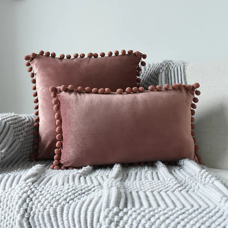Ins Style Velvet Sofa Ball Pillowcase Cushion Rectangle