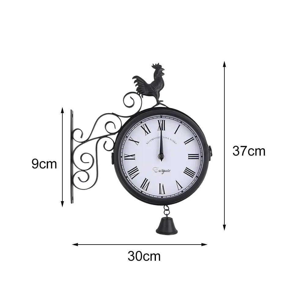 Outdoor Iron Garden Clock - Creative Double-Sided Design