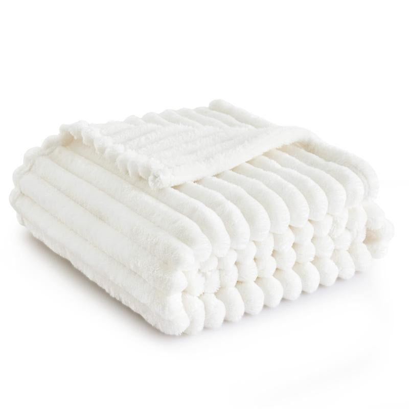 White Fleece Throw Blanket for Couch - Super Soft Cozy Blankets for Women, Cute Small Blanket for Girls, 50X60 Inches