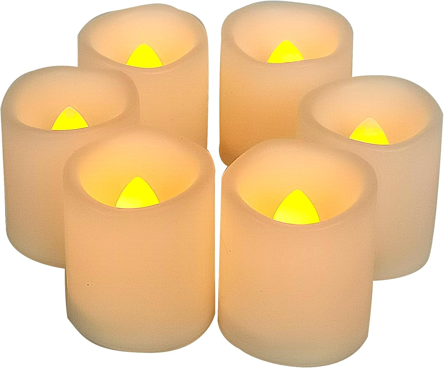 Battery Operated Flameless Votive Candles Small Bright Flickering LED Candle Lights for Wedding Party Table Centerpieces Halloween Christmas Decorations Batteries Incl Warm White 6 Pack