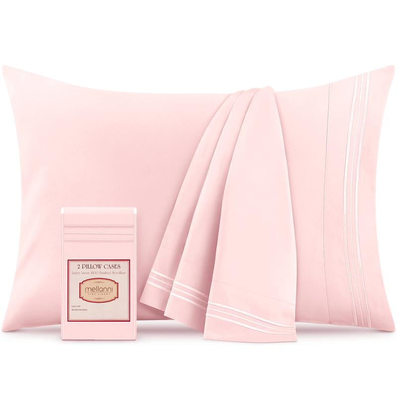 Mellanni Pillowcases, Set of 2, Iconic Collection Microfiber Pillow Covers - Hotel Luxury, Extra Soft, Cooling - Wrinkle, Fade, Stain Resistant