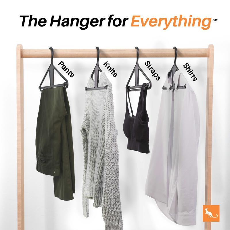 Kangaroo Hanger 100% Recycled - for Hanging Everything in Your Closet - Pants, Shirts, Suits, Dresses, Multifunction, Straps, Closet Organizer