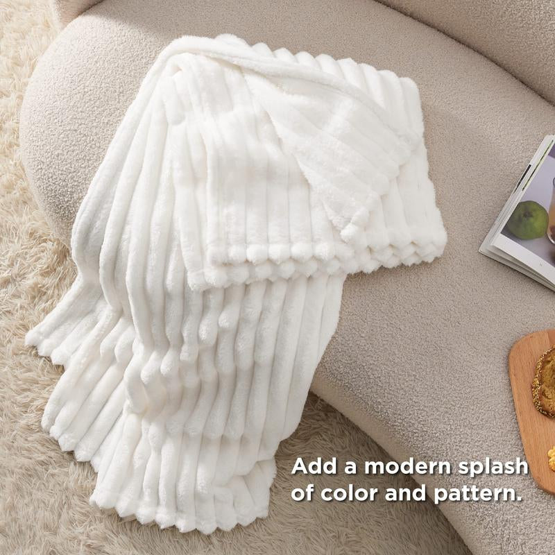 White Fleece Throw Blanket for Couch - Super Soft Cozy Blankets for Women, Cute Small Blanket for Girls, 50X60 Inches