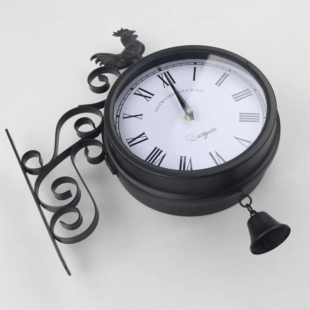 Outdoor Iron Garden Clock - Creative Double-Sided Design