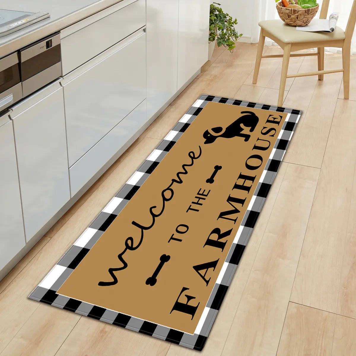 Geometric Kitchen Utensil and Spice Runner Mat