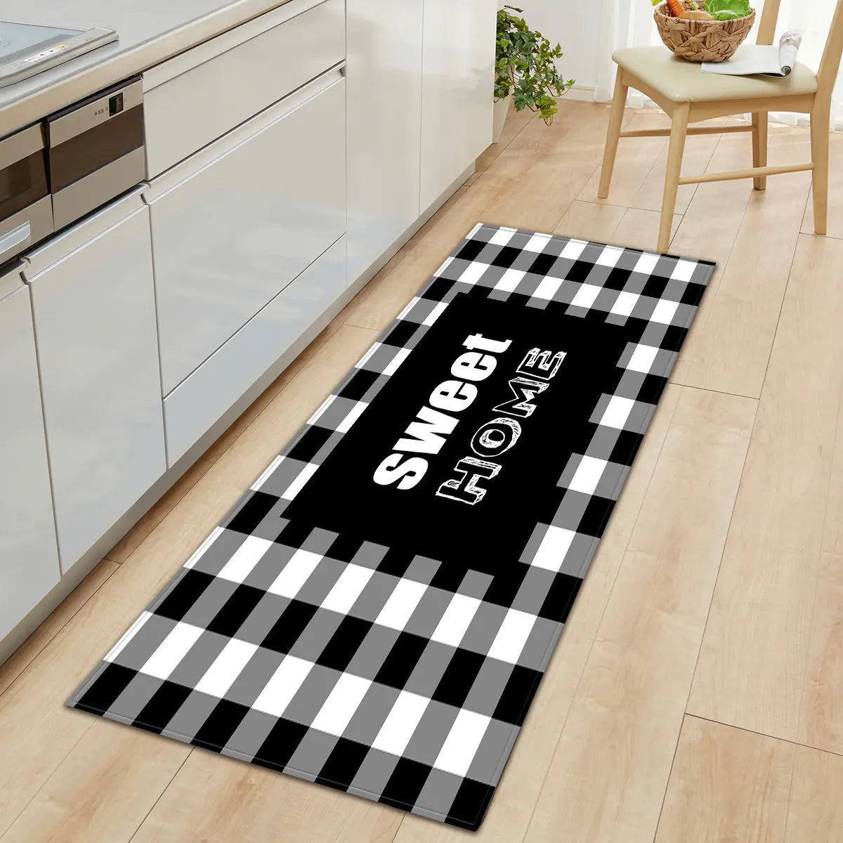 Geometric Kitchen Utensil and Spice Runner Mat