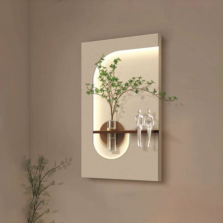 Illuminated Wooden Wall Vase – Modern Serenity