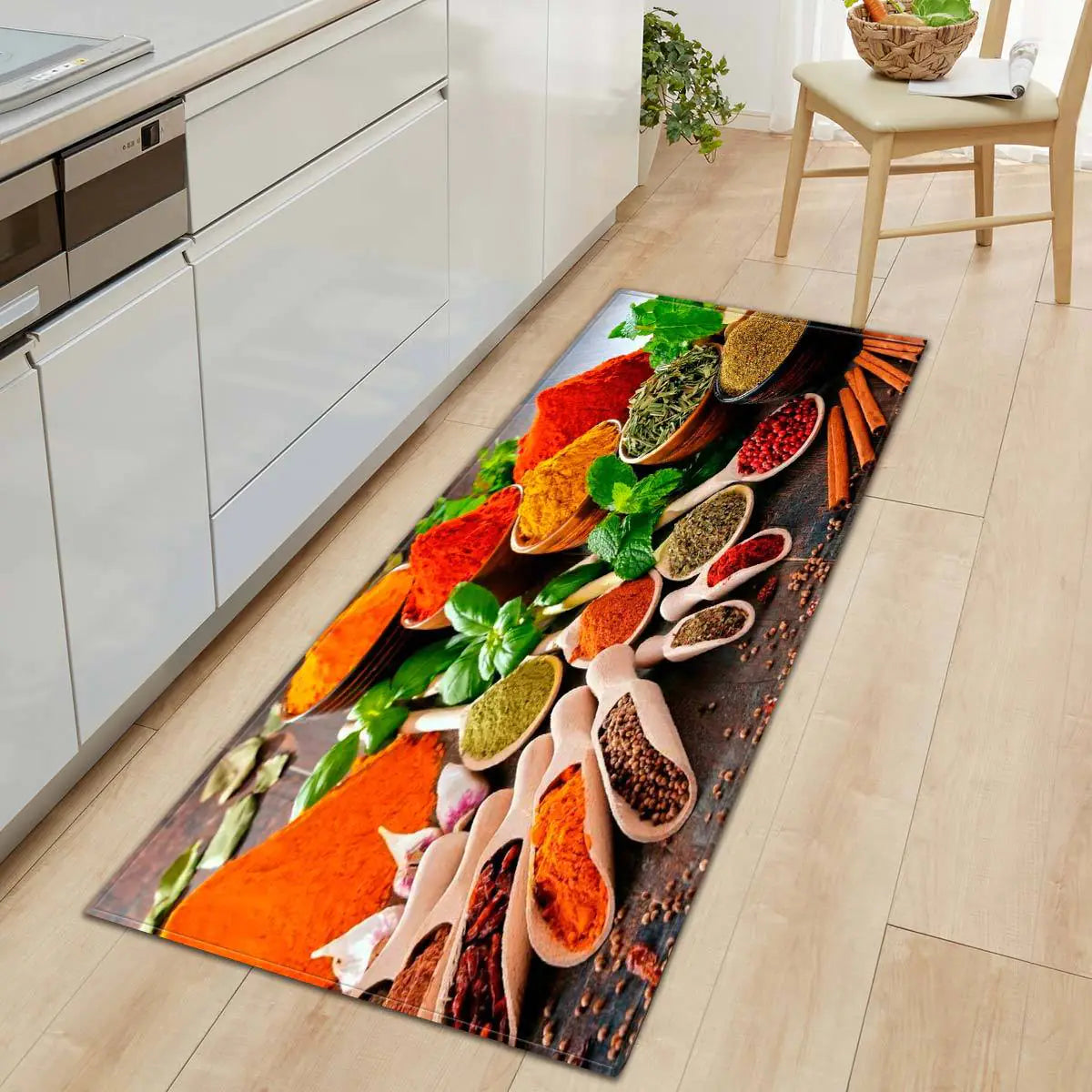 Geometric Kitchen Utensil and Spice Runner Mat