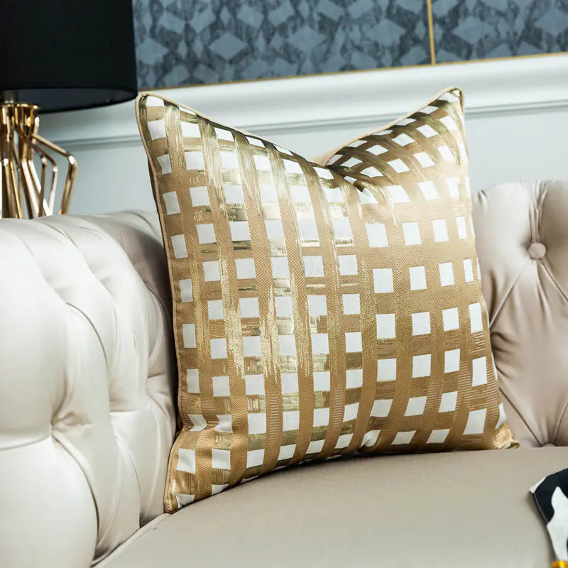 Modern Gold Green Striped Cushion Cover for Sofa 30-50cm