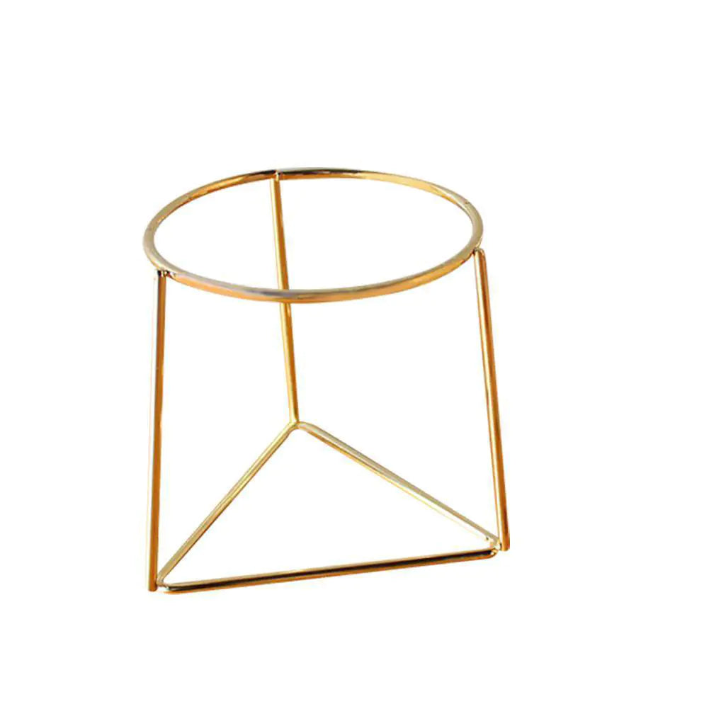 Geometric Ceramic Planter with Metal Stand for Home Decor