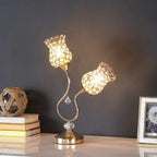 18.75 Inch Rose Gold 2 Flower Horn Ornate Metal Table Lamp