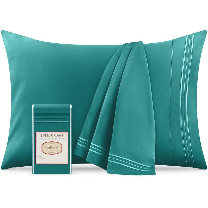 Mellanni Pillowcases, Set of 2, Iconic Collection Microfiber Pillow Covers - Hotel Luxury, Extra Soft, Cooling - Wrinkle, Fade, Stain Resistant