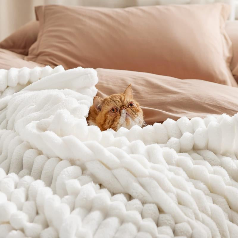 White Fleece Throw Blanket for Couch - Super Soft Cozy Blankets for Women, Cute Small Blanket for Girls, 50X60 Inches