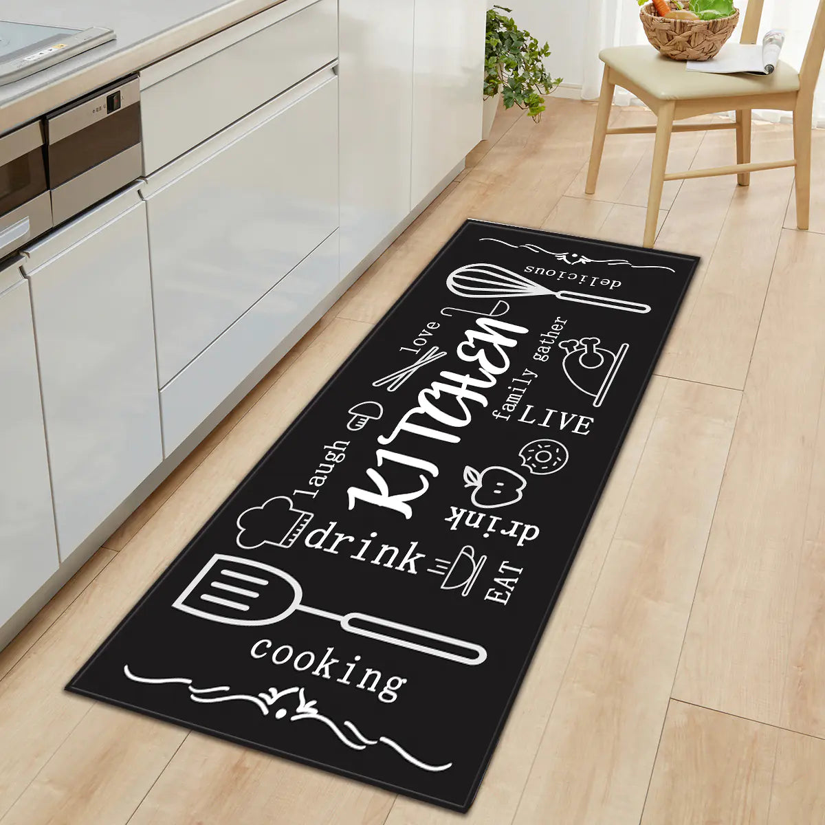 Geometric Kitchen Utensil and Spice Runner Mat