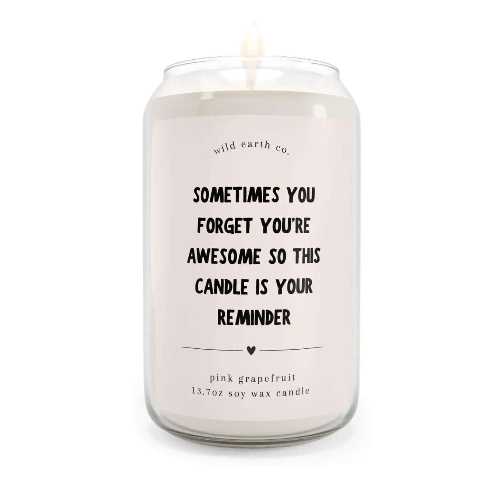 14oz Scented Candle Jar Pink Grapefruit Soy Candle with You are Awesome Message