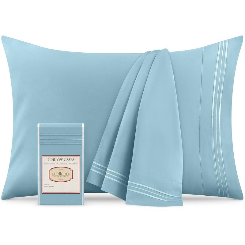 Mellanni Pillowcases, Set of 2, Iconic Collection Microfiber Pillow Covers - Hotel Luxury, Extra Soft, Cooling - Wrinkle, Fade, Stain Resistant