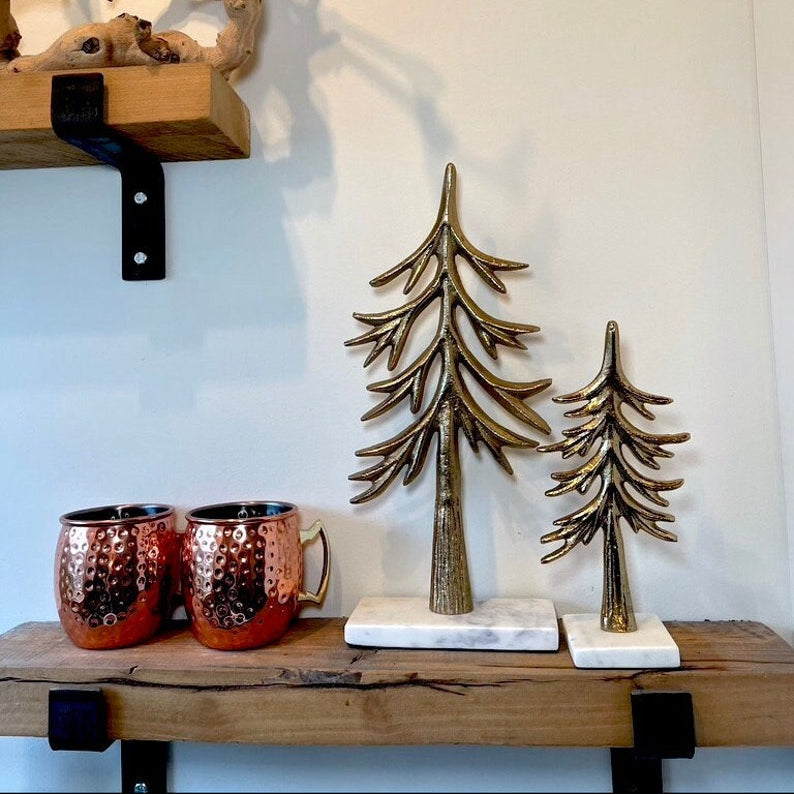 Golden Marble Christmas Tree Trio – Minimalist Elegance