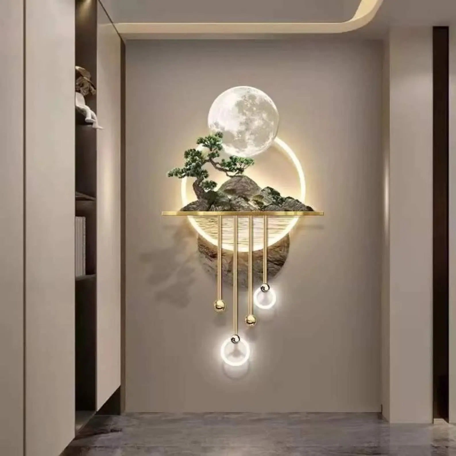 3D Moon LED Wall Light: Zen Landscape Acrylic Wall Decor