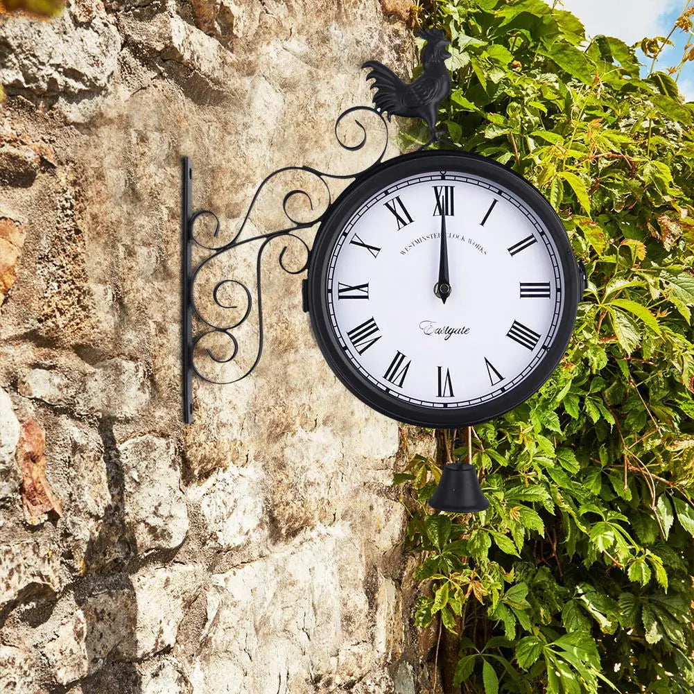Outdoor Iron Garden Clock - Creative Double-Sided Design