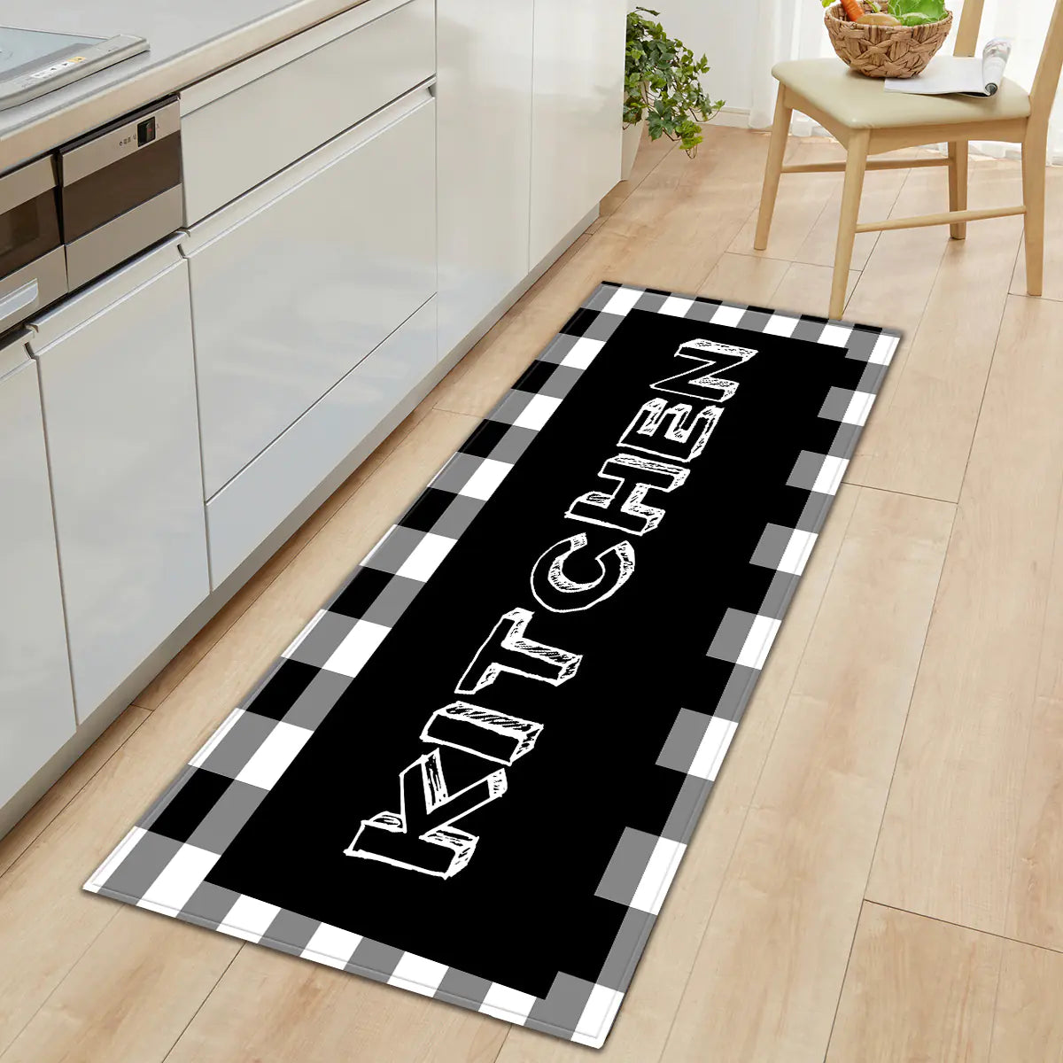 Geometric Kitchen Utensil and Spice Runner Mat