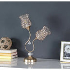 18.75 Inch Rose Gold 2 Flower Horn Ornate Metal Table Lamp